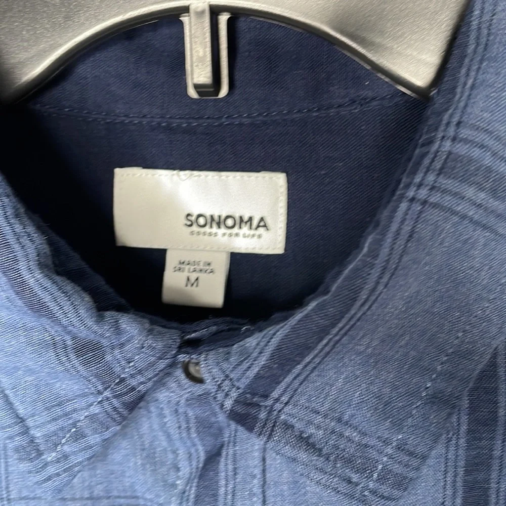 NWT M Mens Sonoma‎ Button Down Shirt Blue Plaid